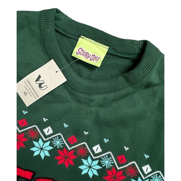 NWT Scooby Doo Mens Knitted Christmas Munchies Pullover Green Acrylic Sweater S - Picture 6 of 12